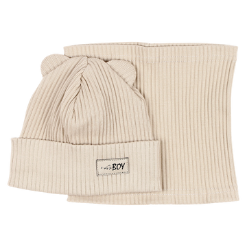 Boy's hat and scarf set beige Guliwerkids 2032-17-14325-1