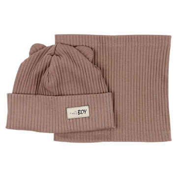 Boy's hat and scarf set brown Guliwerkids 2032-17-14325-4
