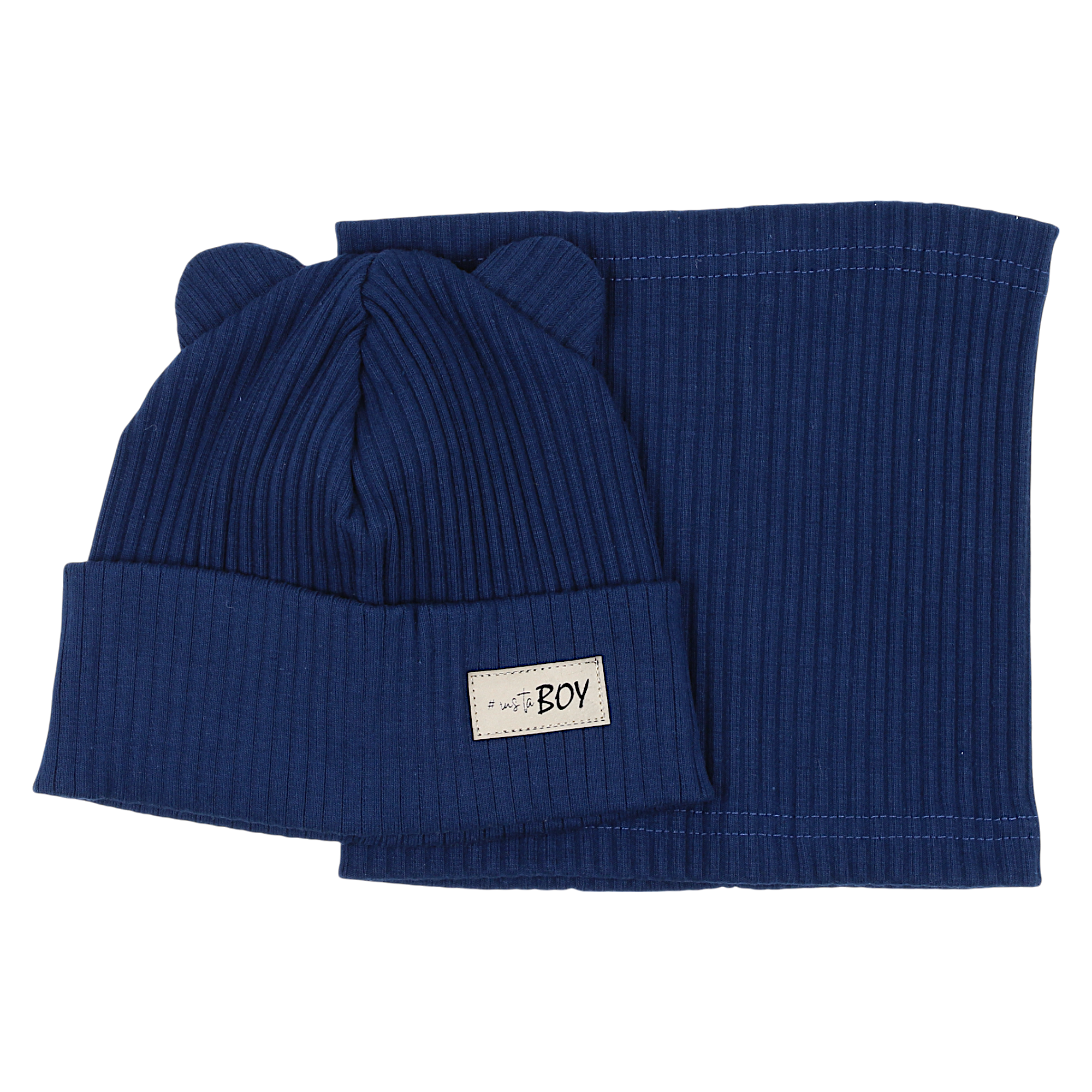Boy's hat and scarf set navy blue Guliwerkids 2032-17-14325-23