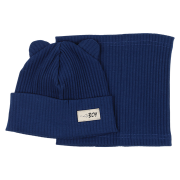 Boy's hat and scarf set navy blue Guliwerkids 2032-17-14325-23