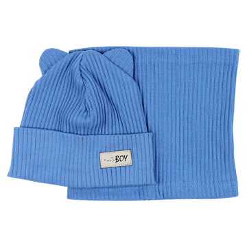 Boy's hat and scarf set blue Guliwerkids 2032-17-14325-35