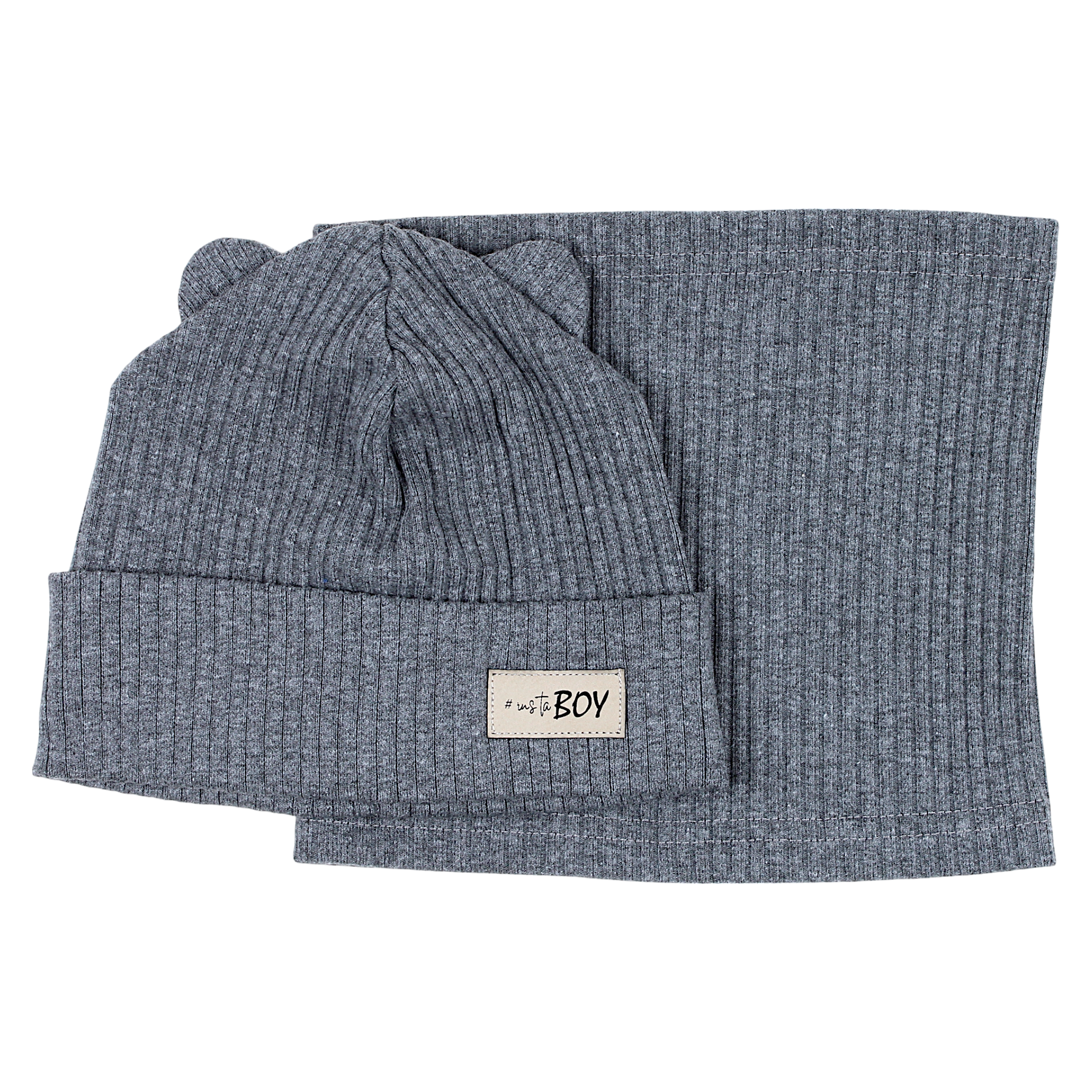Boy's hat and scarf set gray Guliwerkids 2032-17-14325-42