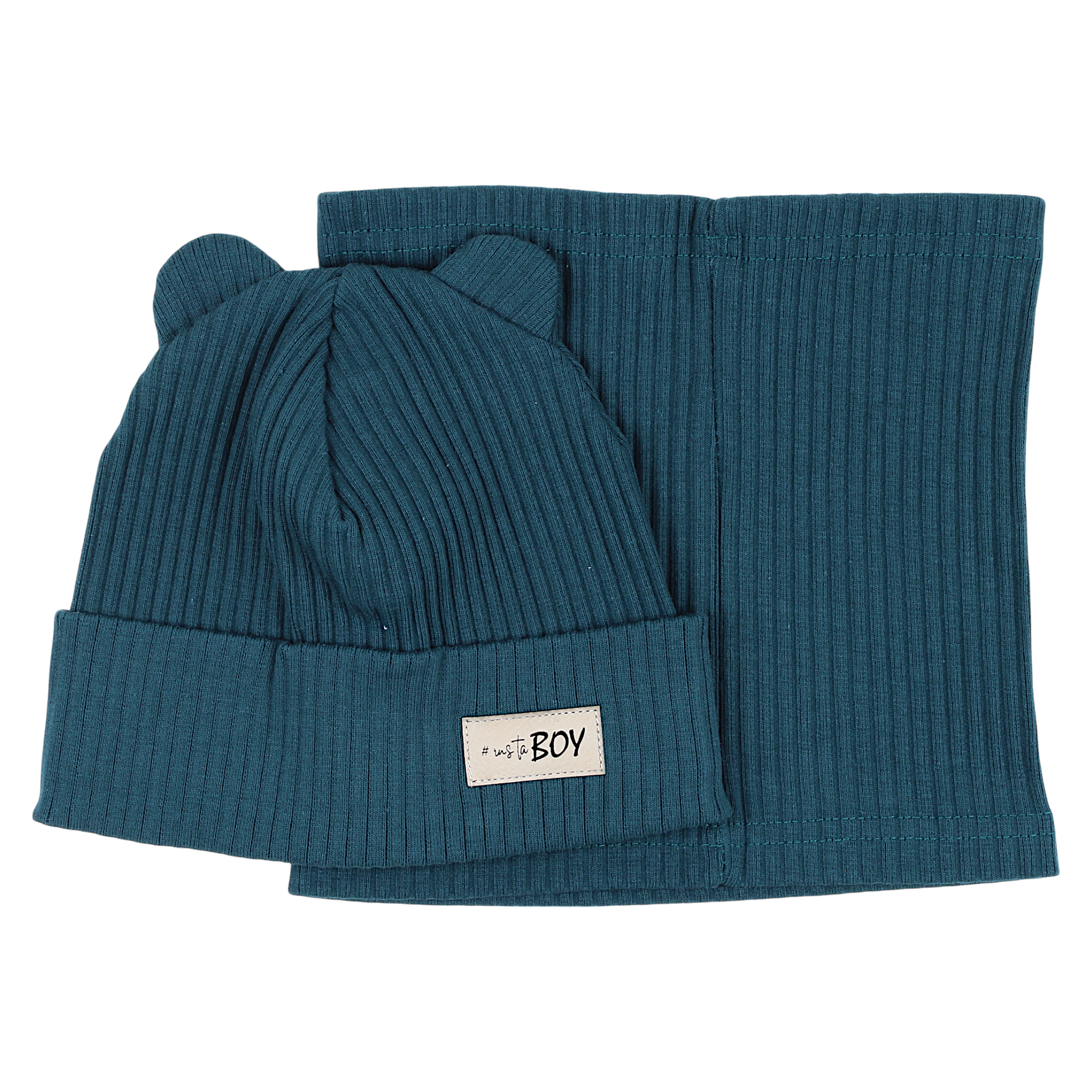 Boy's hat and scarf set green Guliwerkids 2032-17-14325-48