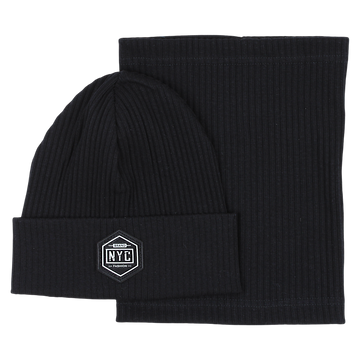 Boy's hat and scarf set black Guliwerkids 2033-17-14325-14