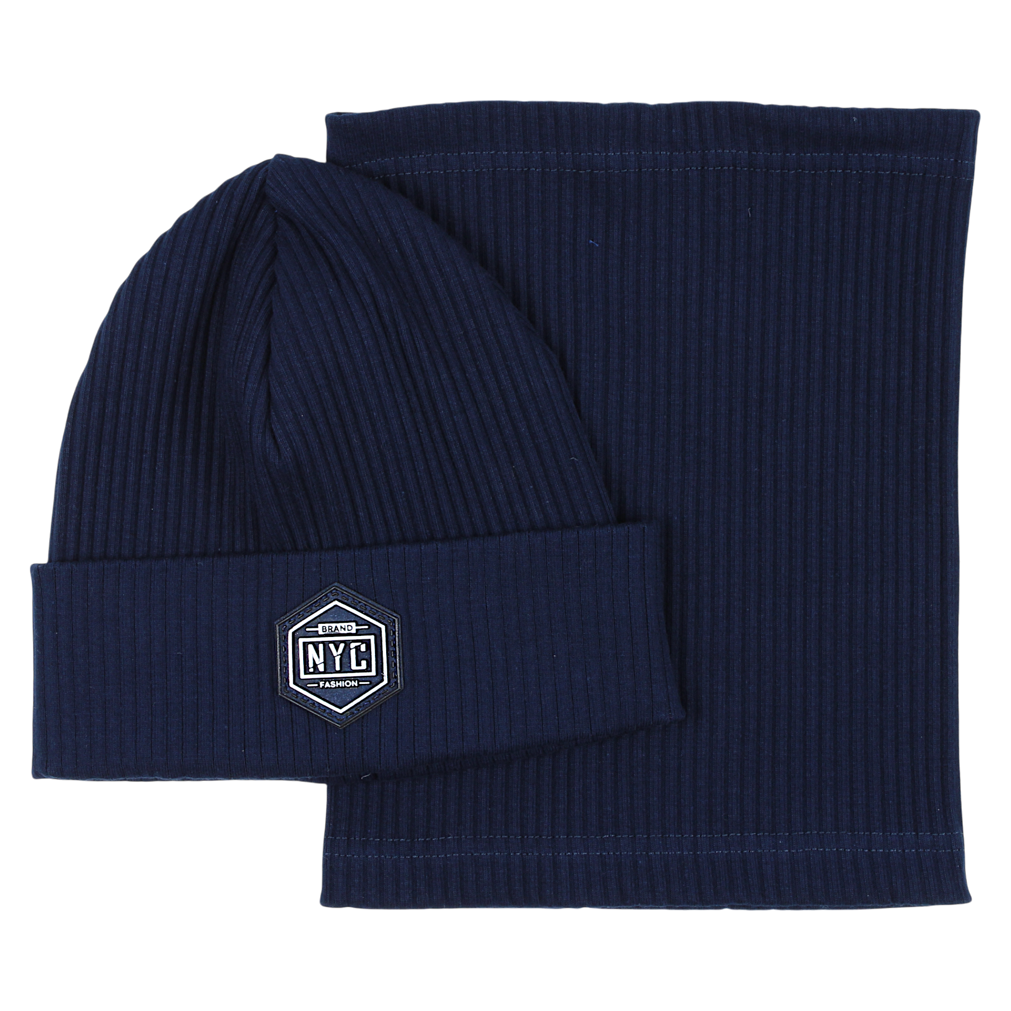 Boy's hat and scarf set navy blue Guliwerkids 2033-17-14325-23