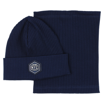 Boy's hat and scarf set navy blue Guliwerkids 2033-17-14325-23