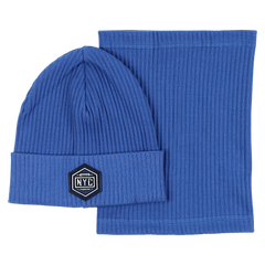 Boy's hat and scarf set blue Guliwerkids 2033-17-14325-35