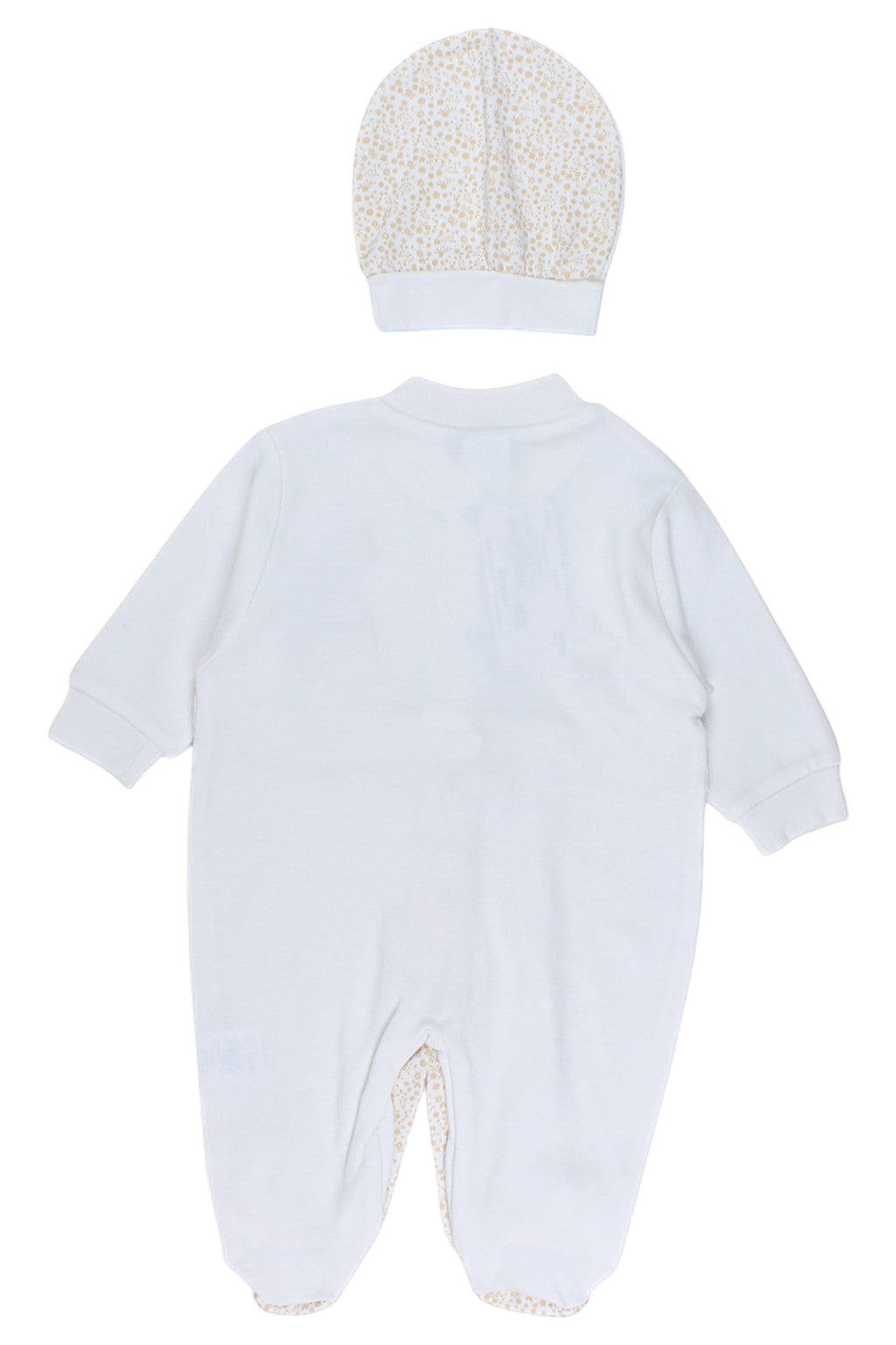 Beige sleepsuit and hat set for girls Bebelinna 2036-6825-1