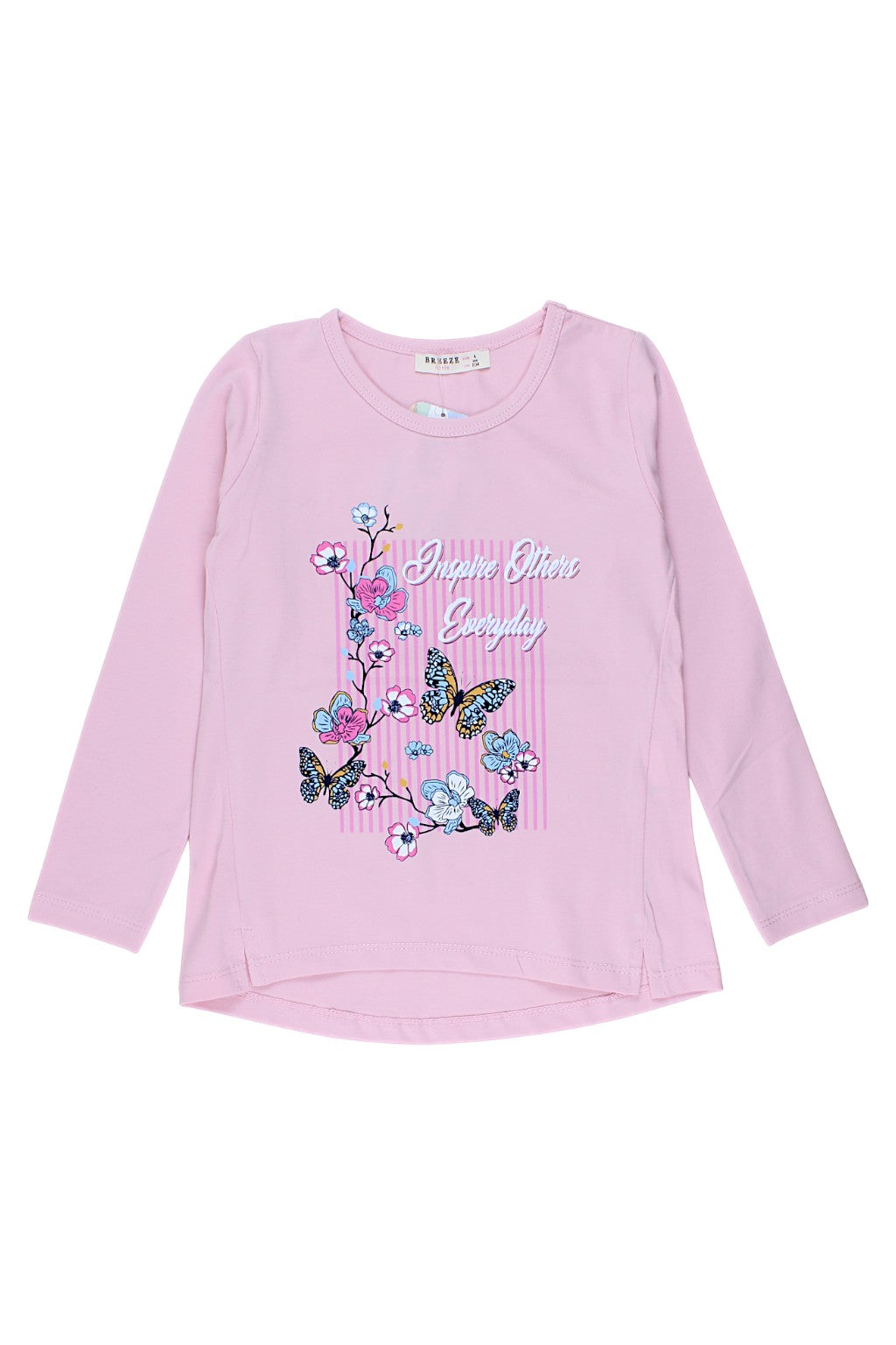 Girls' tunic with flowers and butterflies, pink, Breeze 21054-81025-40