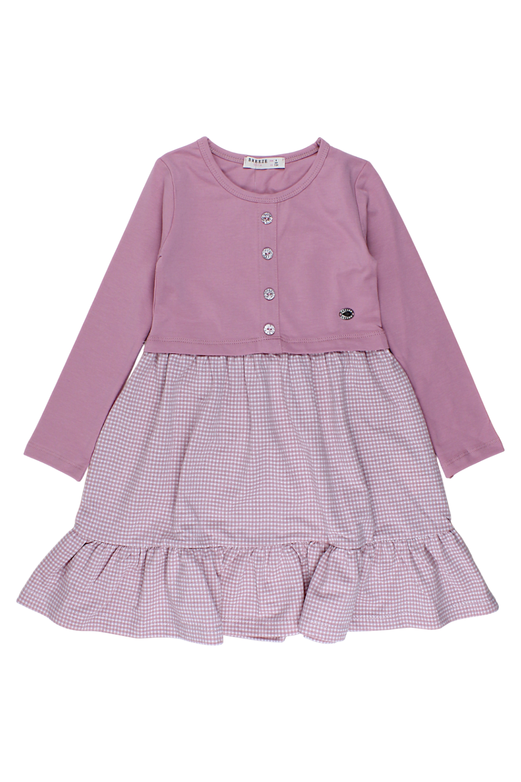 Girls' powder pink checkered dress Breeze 21094-12925