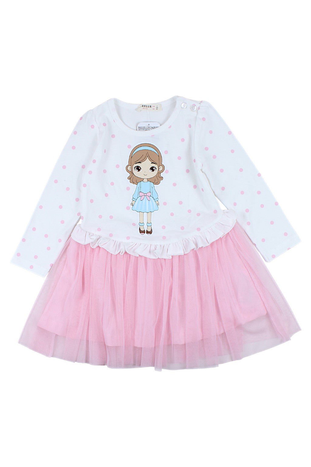 Girls' pink cotton polka dot dress Breeze 21492-81025-40