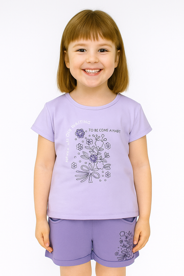 Girl's purple floral shorts set Breeze 21673-17625