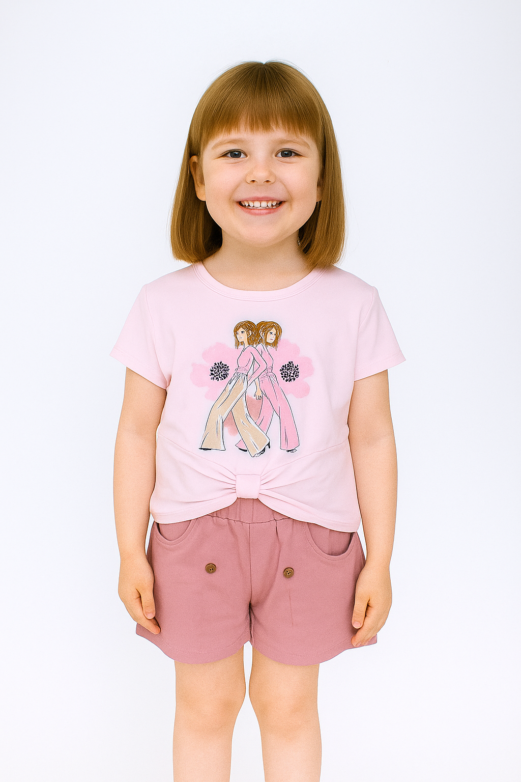 Girls' fango Breeze floral shorts set 21693-17625-19