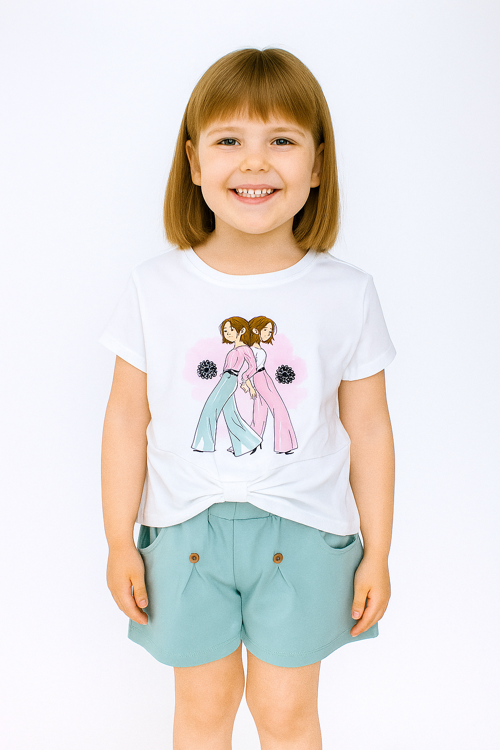 Girl's mint floral shorts set Breeze 21693-17625-32