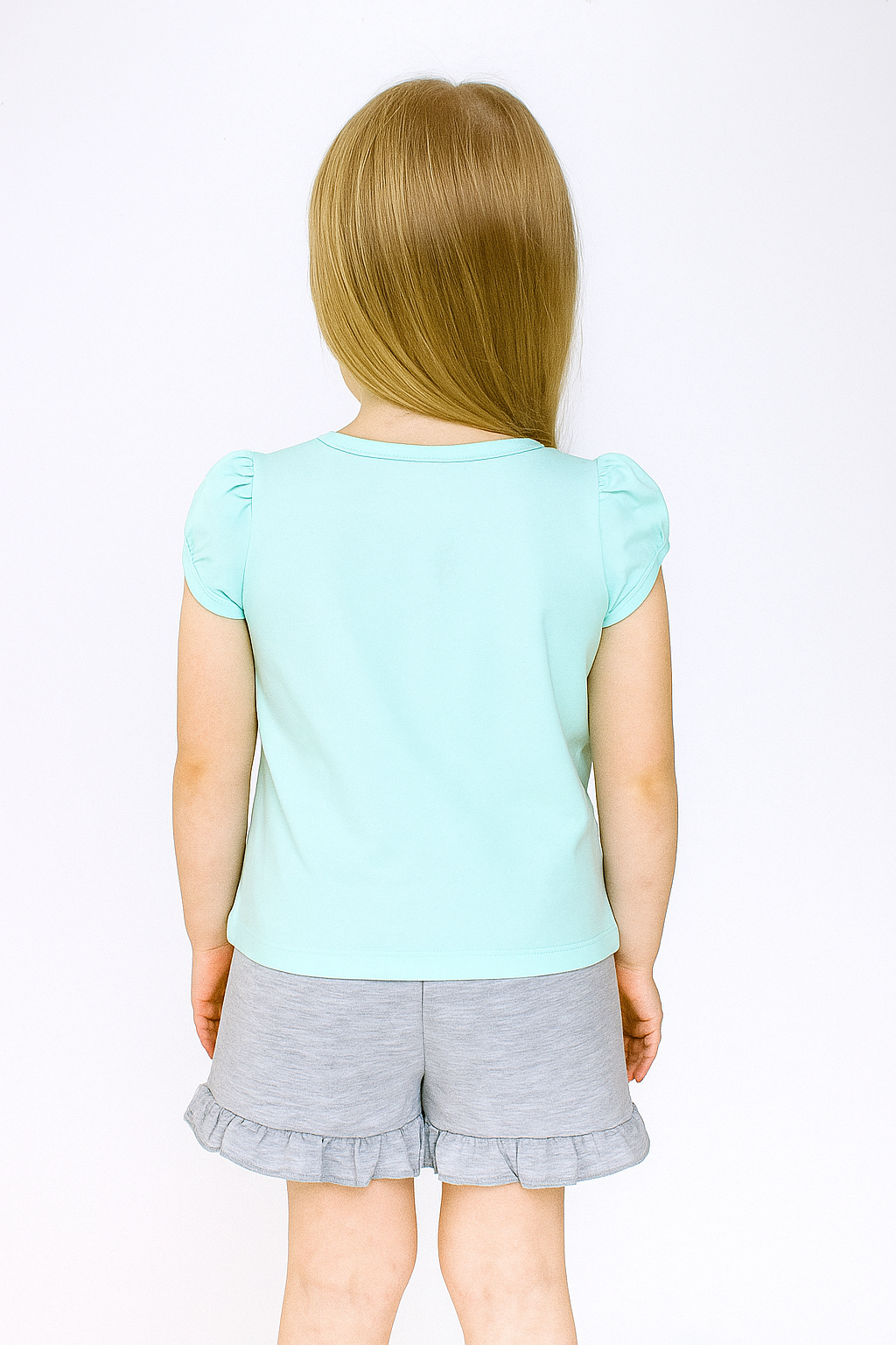 Girls' set with floral shorts, mint Breeze 21728-17625-32