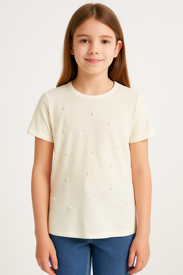Girl's pearl blouse cream Breeze 21831-3625-28