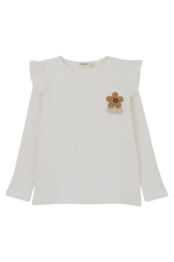 Girl's flower stripe blouse cream Breeze 22096-20825