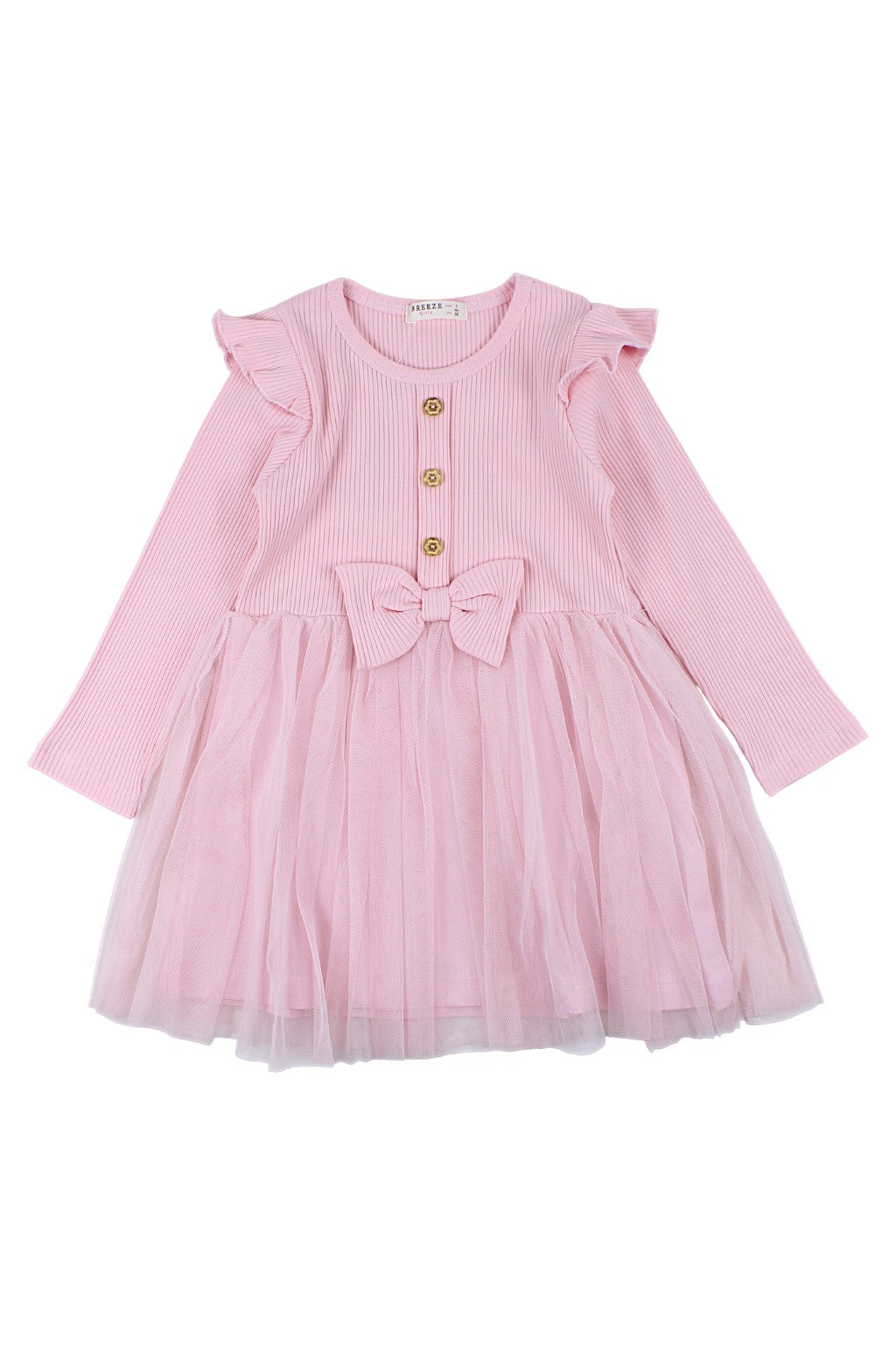 Girls' pink striped cotton dress Breeze 22140-81025