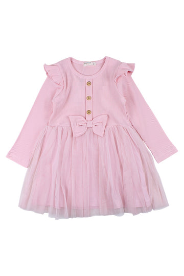 Girls' pink striped cotton dress Breeze 22140-81025