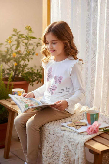 Girls' cream butterfly blouse Breeze 22283-291025