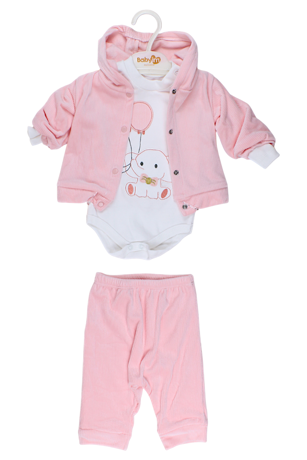 Velvet set for girls, pink, Babyim 2414-11925