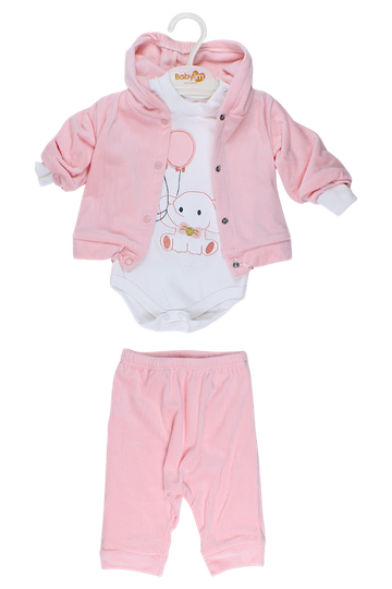 Velvet set for girls, pink, Babyim 2414-11925