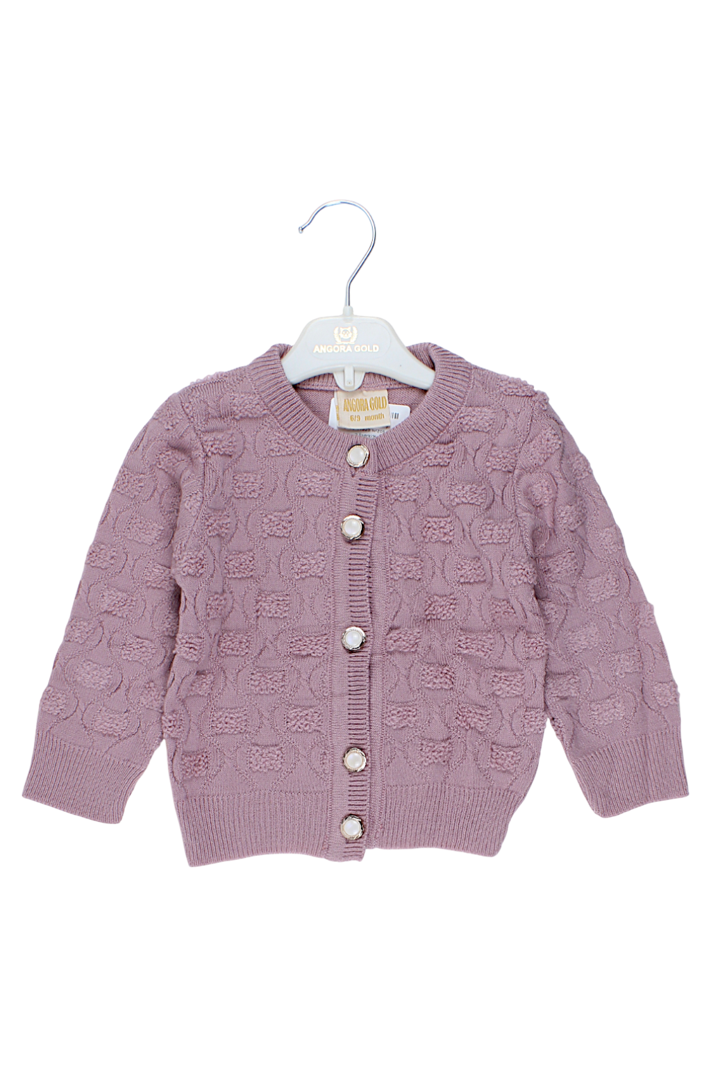 Girls' cardigan, heather, Angora gold, 2420-11925