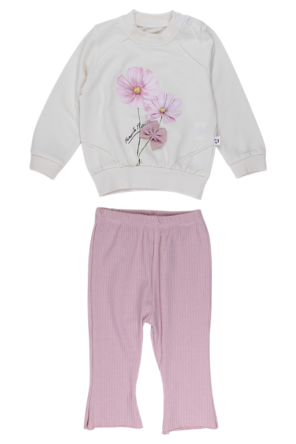 Girl's powder pink bell-bottom set Anilco baby 2503-27825