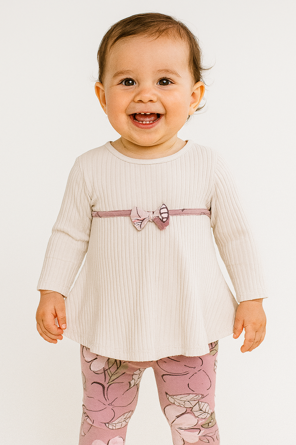 Girls' tunic with leggings Beige Deco 26-362-16725-1