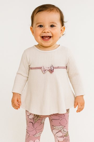 Girls' tunic with leggings Beige Deco 26-362-16725-1