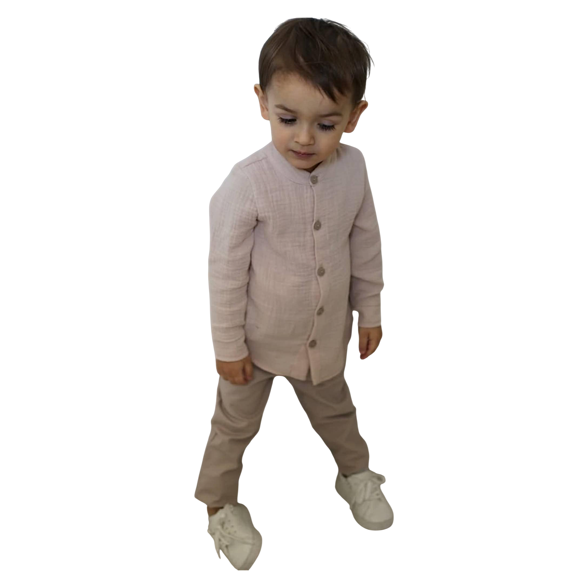 Royal Kids 2822-6525-1 Beige Muslin Shirt for Boys