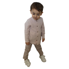 Royal Kids 2822-6525-1 Beige Muslin Shirt for Boys