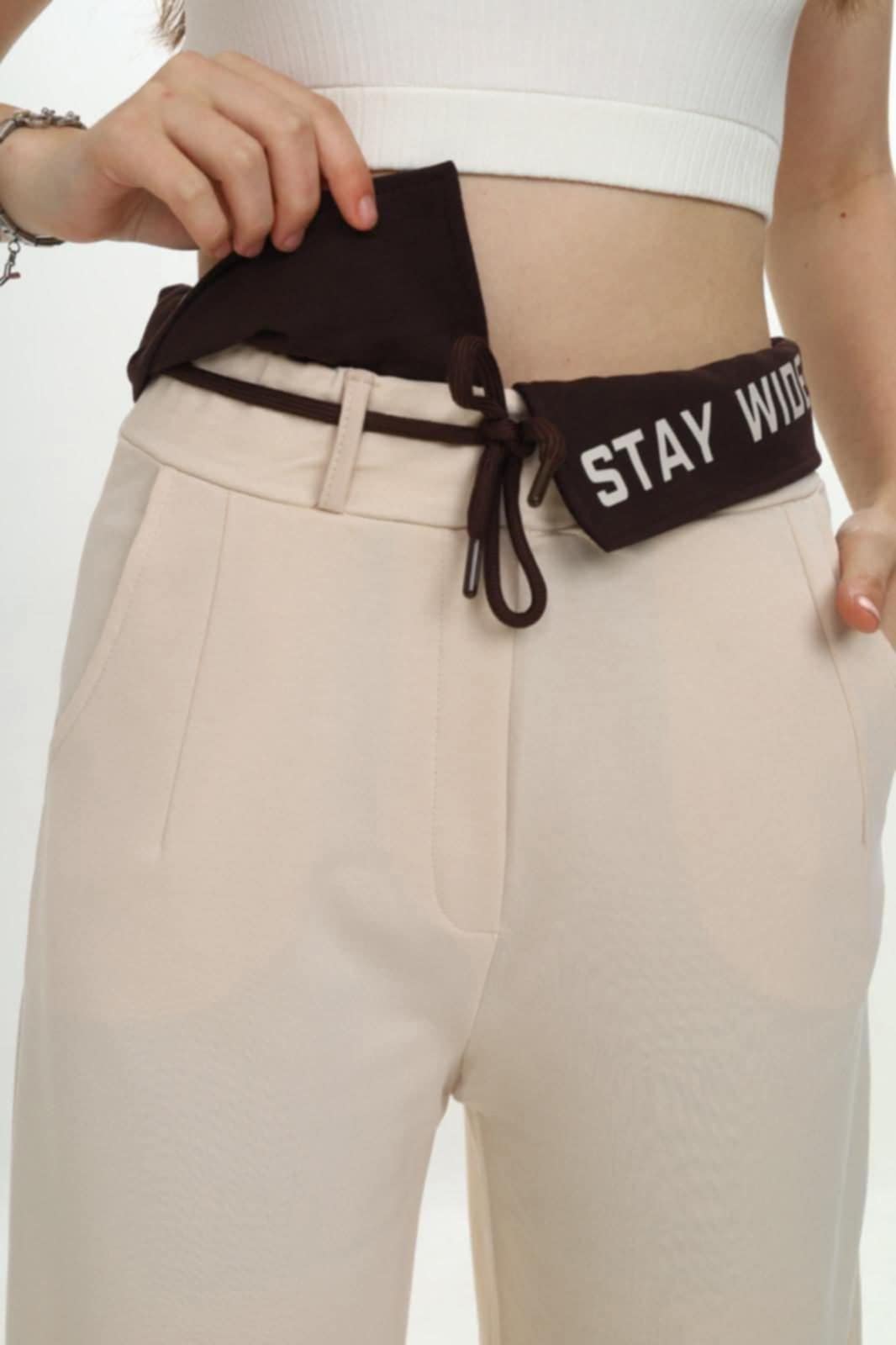 Girls' cotton sweatpants beige VizViz 291-23725-1