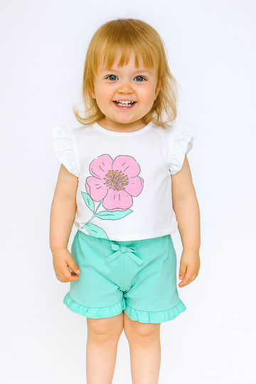 Girl's mint floral shorts set Breeze 21799-17625