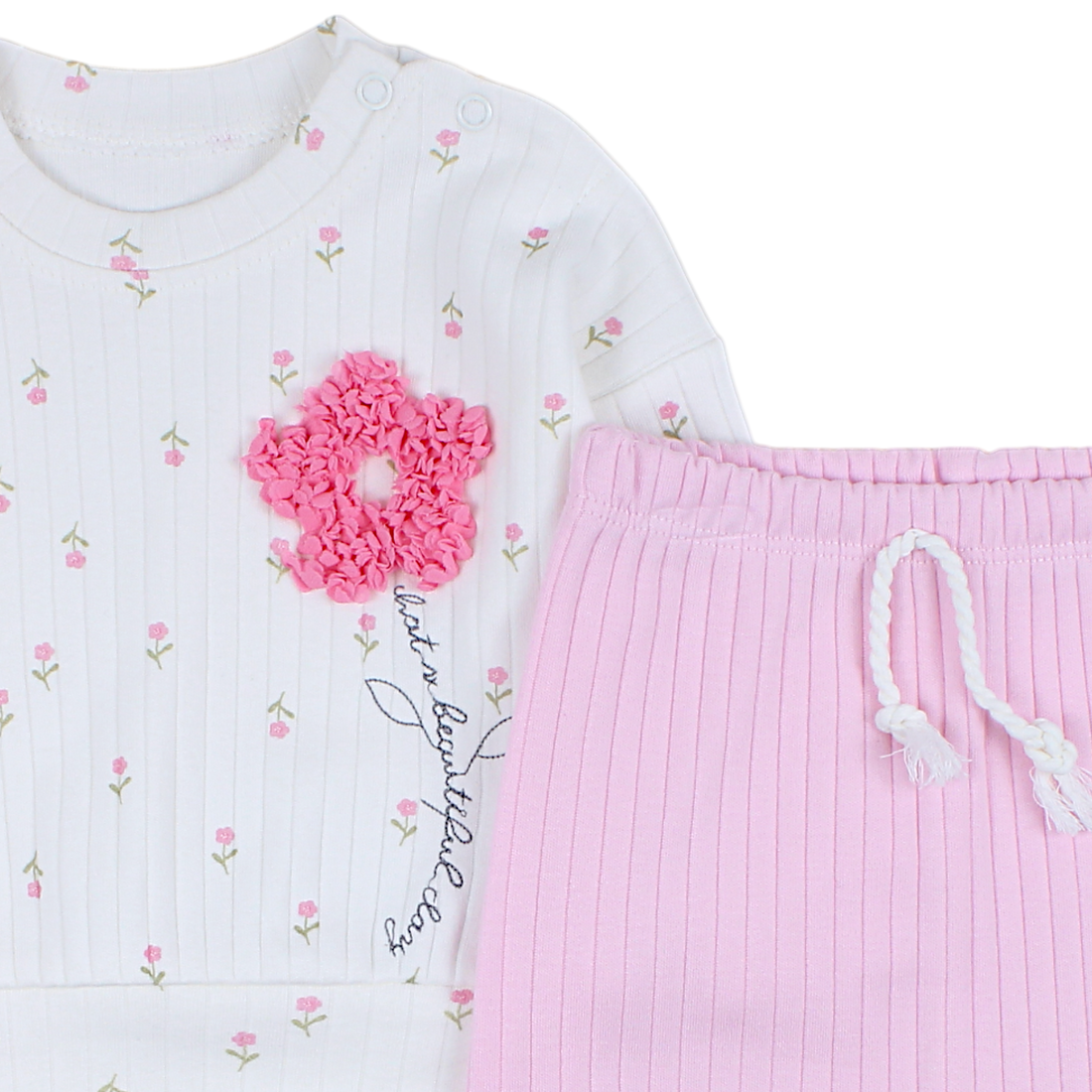 Anilco baby pink striped cotton set 24-30924-16525-40
