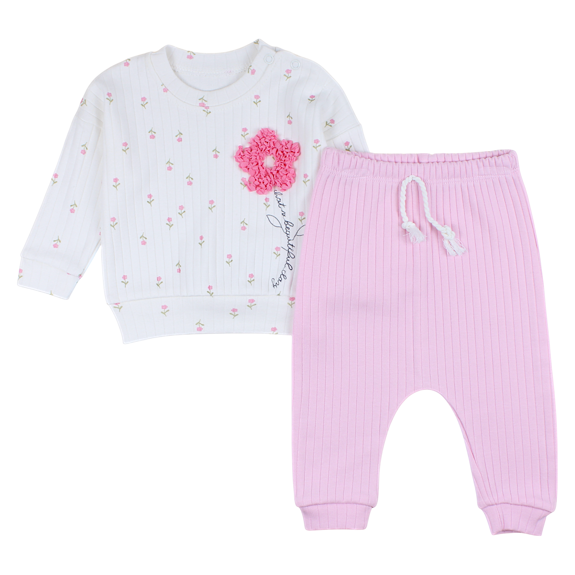 Anilco baby pink striped cotton set 24-30924-16525-40