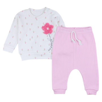 Anilco baby pink striped cotton set 24-30924-16525-40