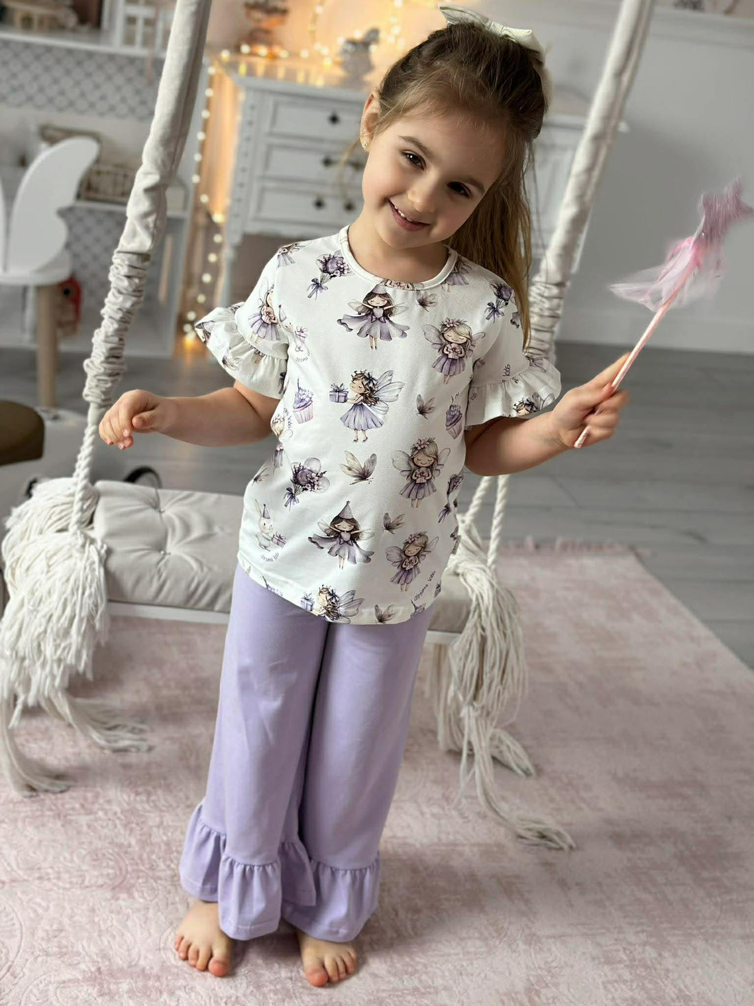 Koszulka wróżki dziewczęca lila Chrisma Kids 3144-12226