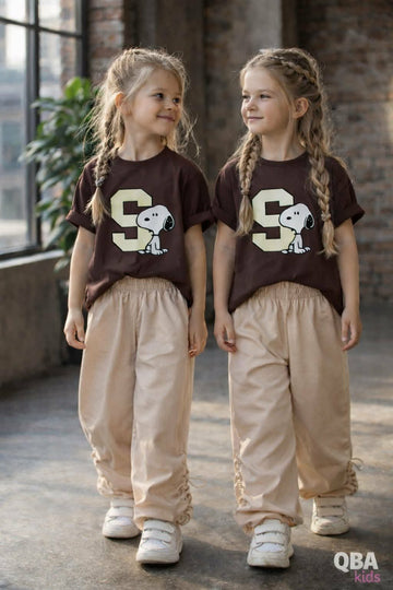 T-shirt z Snoopy dziewczęca czekolada Qbakids 3153-25226