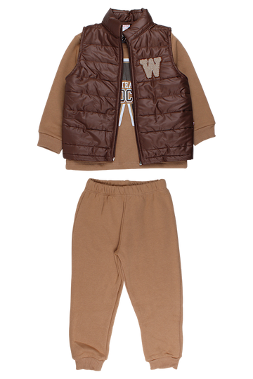 Boy's chocolate Guf Guf baby tracksuit with vest 318-28825-17