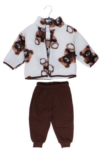 Boy's polar fleece sweatshirt set Teddy bear chocolate Cuf cuf 3219-11925