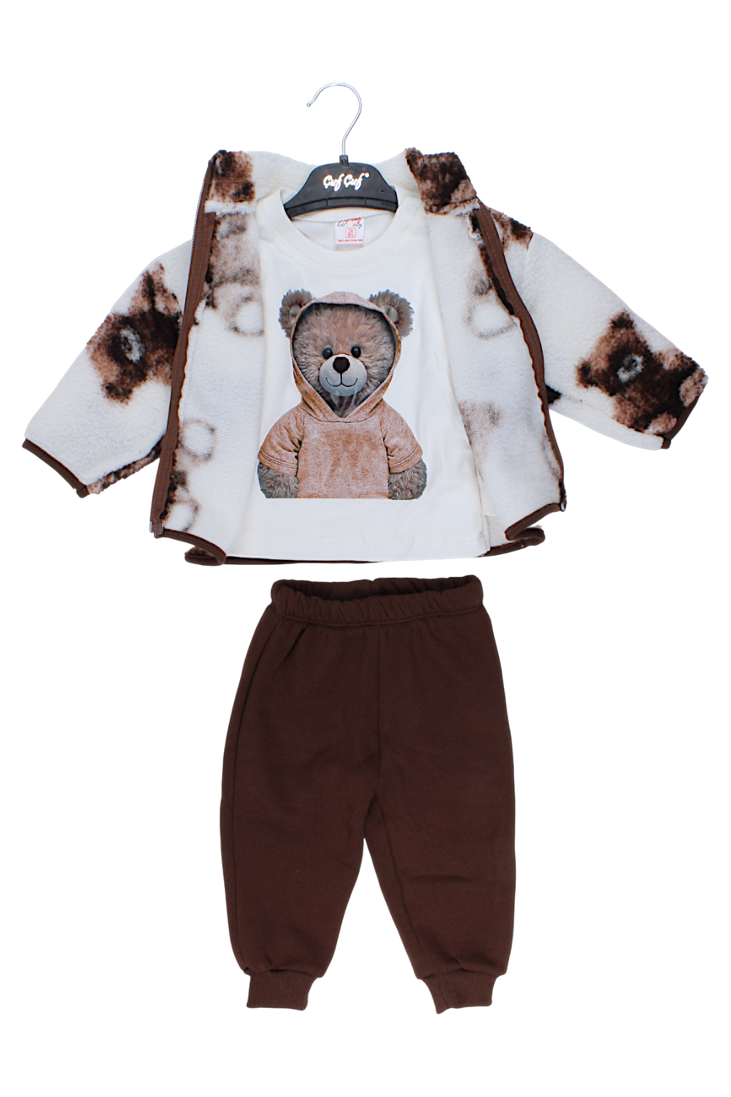 Boy's polar fleece sweatshirt set Teddy bear chocolate Cuf cuf 3219-11925