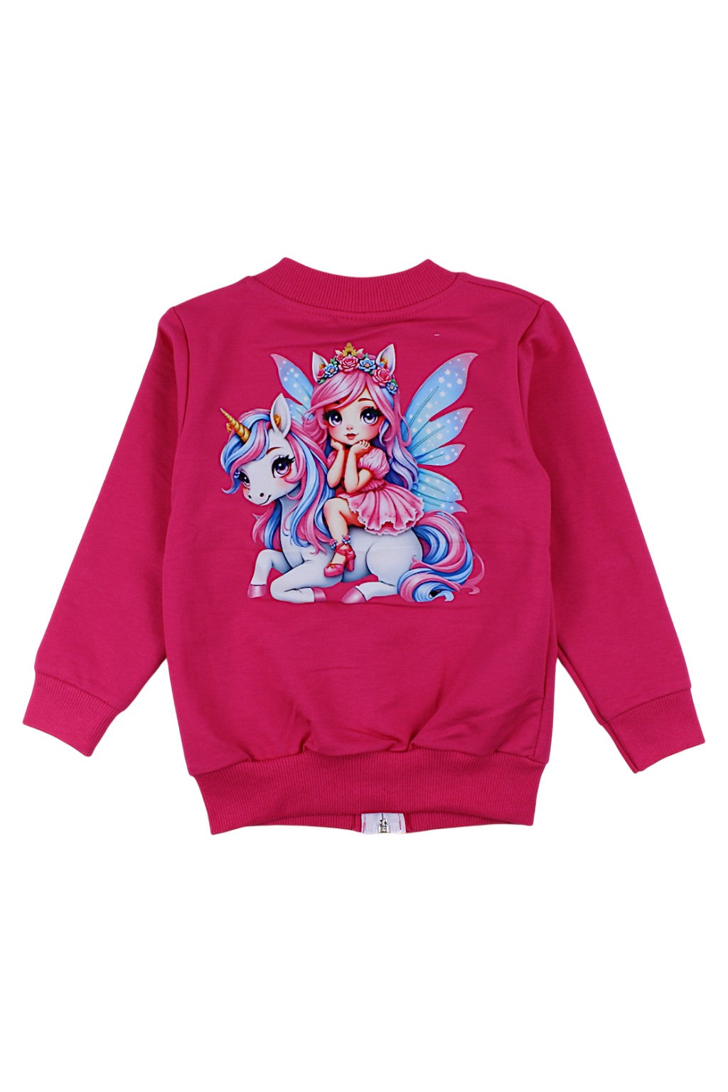Girls' fuchsia zip-up sweatshirt with a stand-up collar Ossy 3232-6825