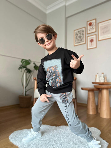 Dinoroar Boy's Tracksuit Gray Blanket 1323-7825-42