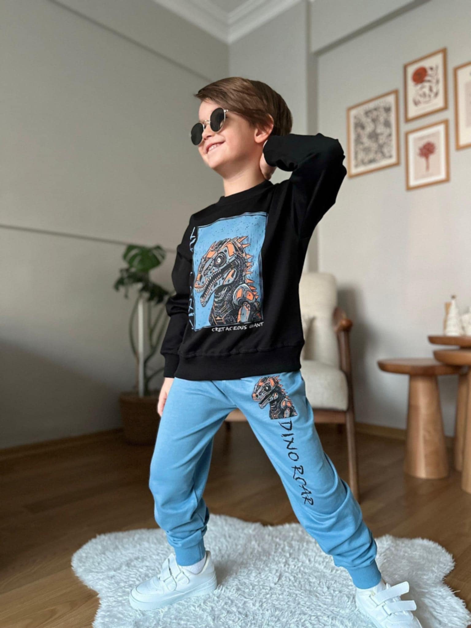 Dinoroar Boy's Blue Tracksuit Blanket 1323-7825-35