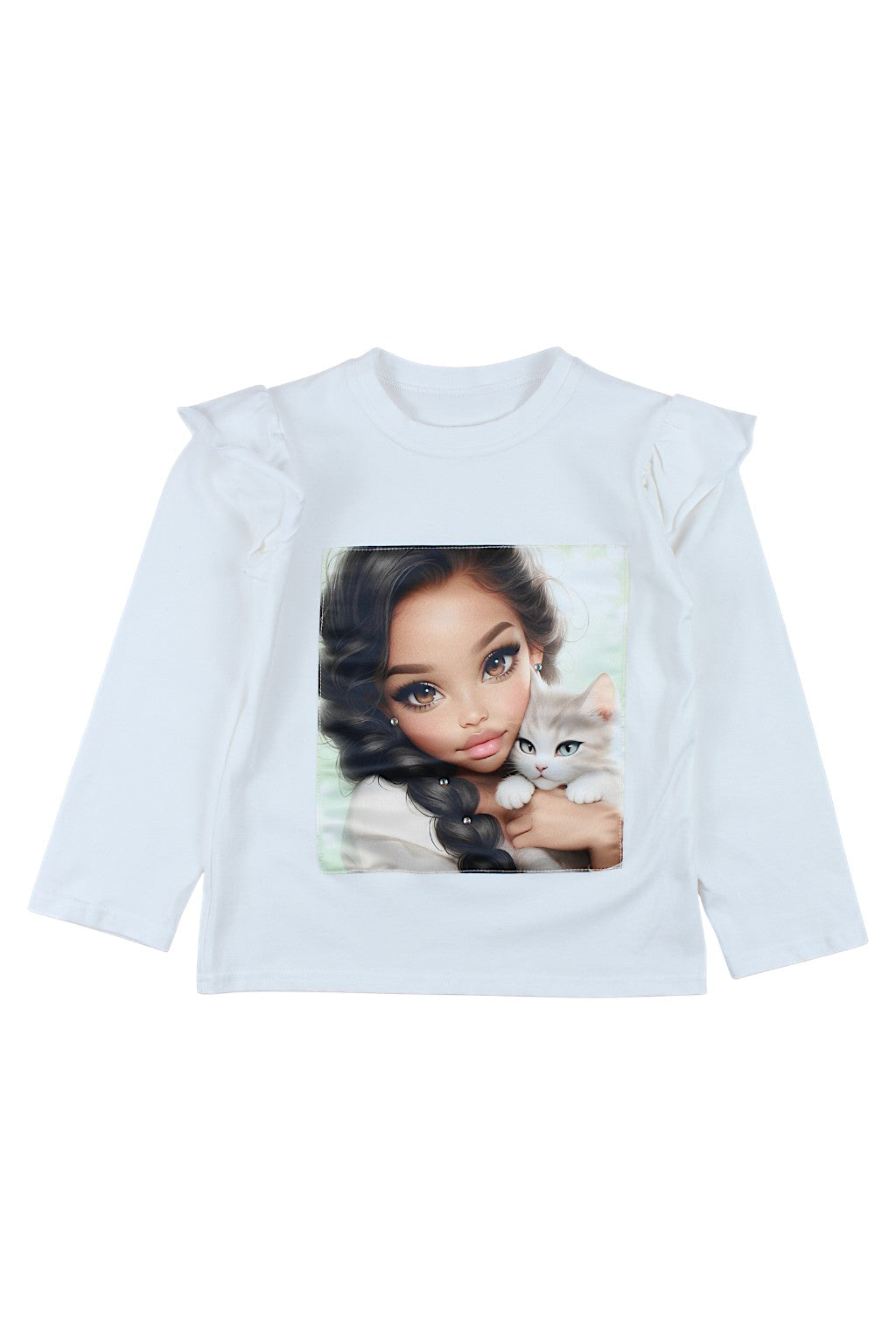 Cream girl's blouse with a cat Guliwerkids 3331-51125-28