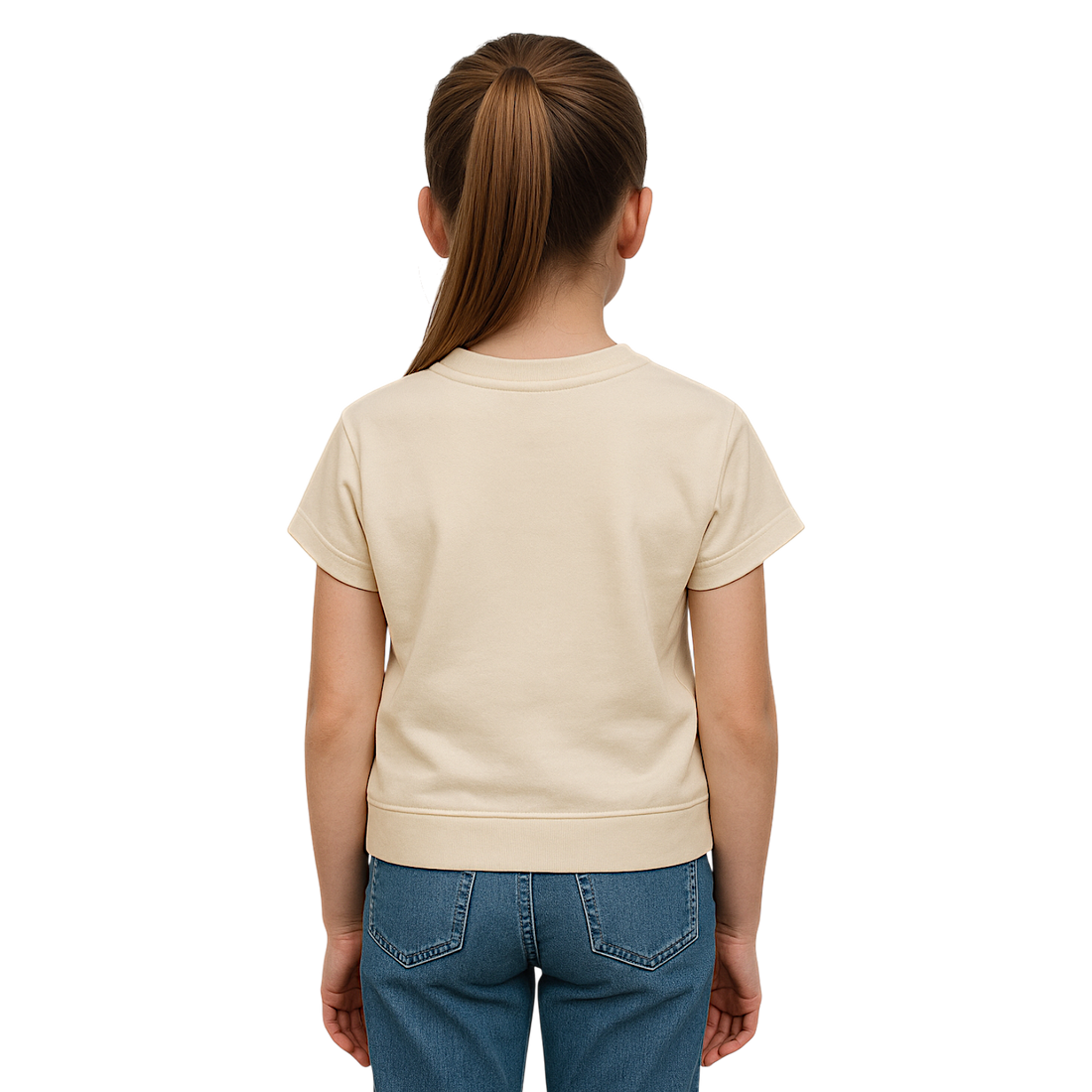 Beige girl's blouse with a cat motif Dresmoda 3421-30525-1