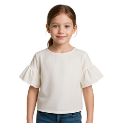 Elegant white blouse for girls, cream Sugar 3428-30525-8