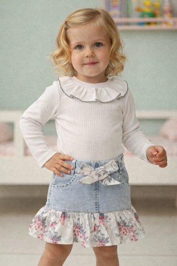 Komplet ze spódniczką dziewczęcy biały Alvin 3855-26326-3