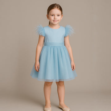 Blue feather dress for girls, Talka 3909-15425